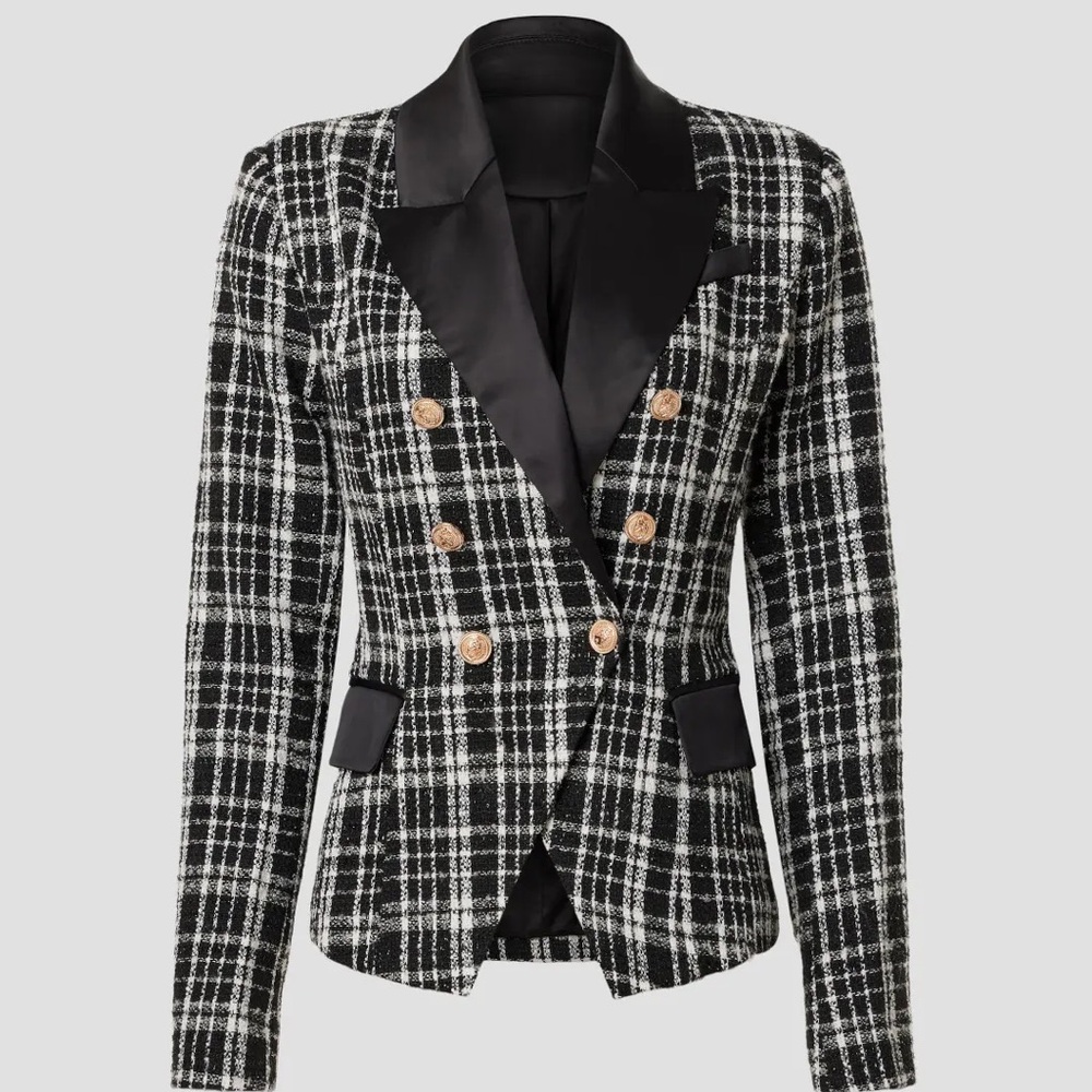 Rachel Parcell Double Breasted Satin Lapel Blazer Size 6
